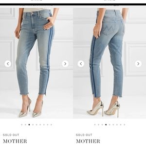 MOTHER striped cropped raw high-rise skinny